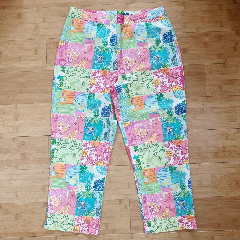 Lilly Pulitzer Colorful Patchwork Print Capri Pants - Picture 2 of 4